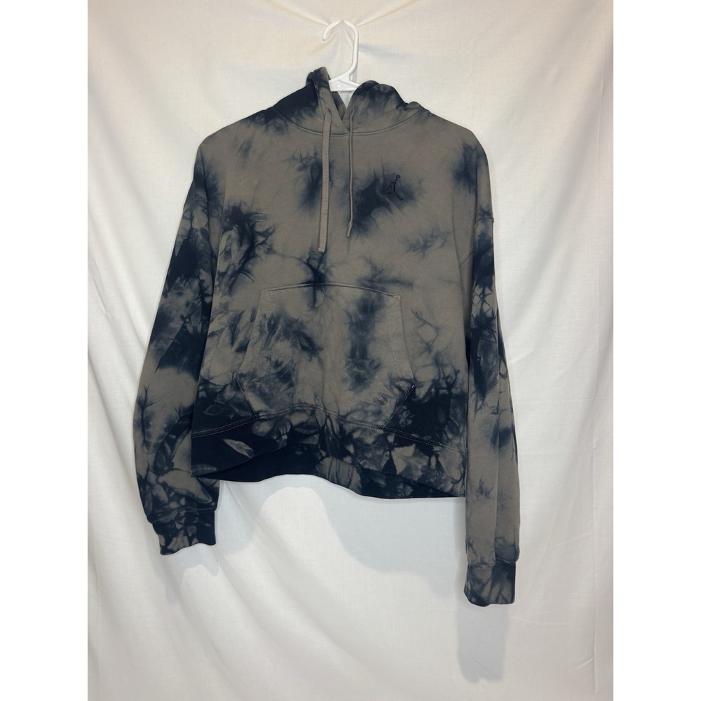 Jordan Women's XS Cropped Tie Dye Hoodie Gray Black Loose Fit Jumpman